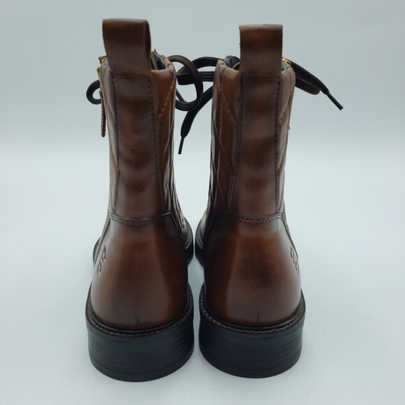 Bagatt Zina Lace Up Quilted Ankle Boots 9 Womens Zipper Leather Cognac Brown - Picture 6 of 10